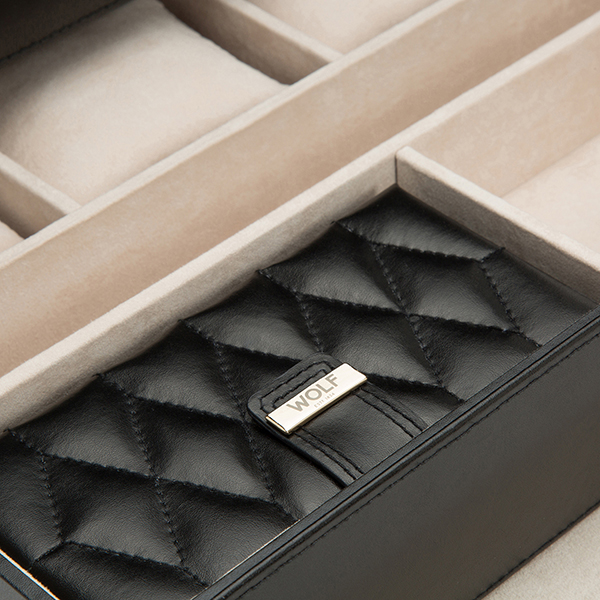 Wolf Caroline Black Medium Leather Jewelry Case